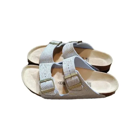 Birkenstock Arizona Sandals 41 EU / 10 US Blue Shiny Python Two Strap Slides - Picture 3 of 11